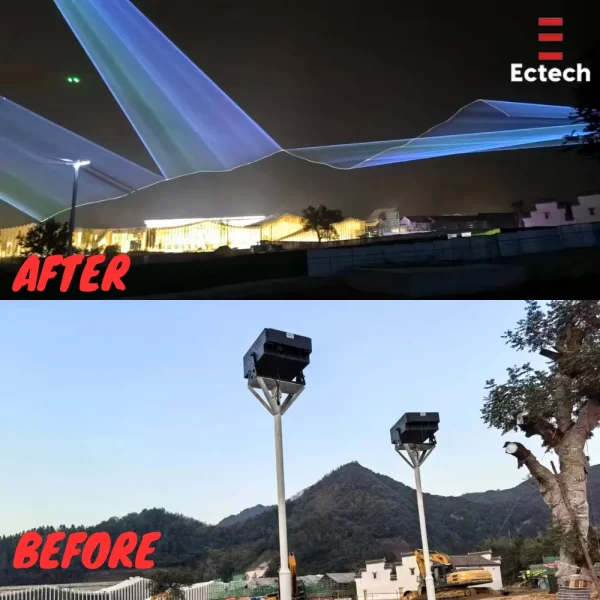 festival laser show Before after